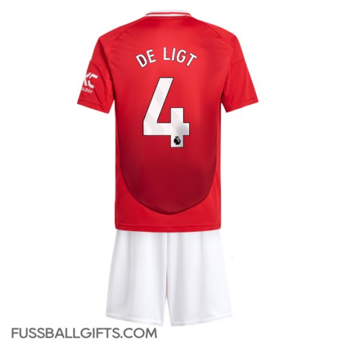 Manchester United Matthijs de Ligt #4 Fußballbekleidung Heimtrikot Kinder 2024-25 Kurzarm (+ kurze hosen)